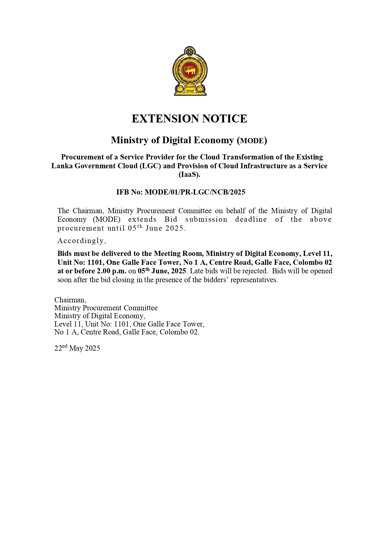 Extension Notice